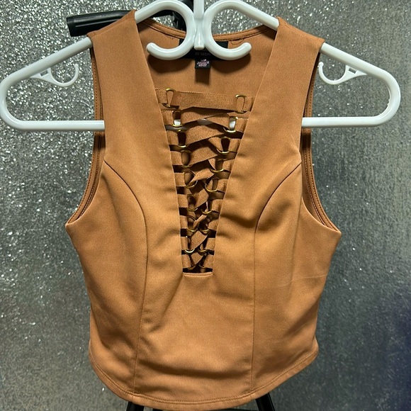 Revamped Crop Top with Laced Front - Picture 1 of 9